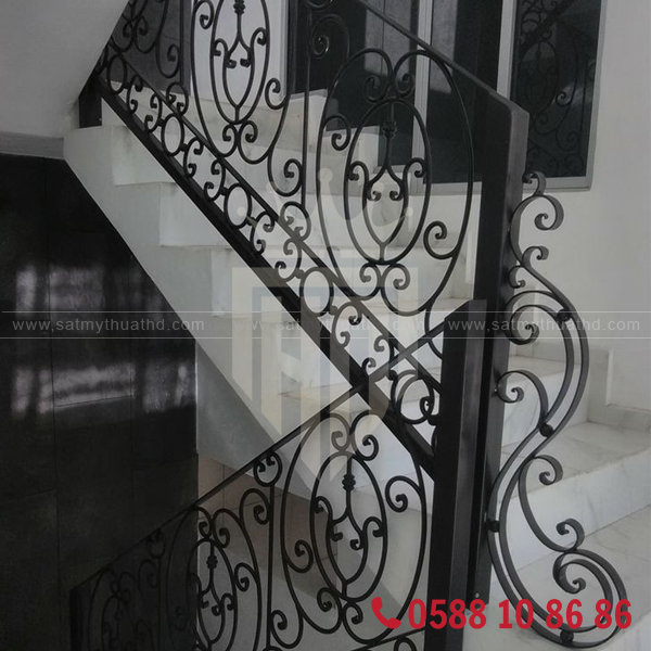 Cầu thang sắt mỹ thuật kiểu dáng tối giản, tinh tế