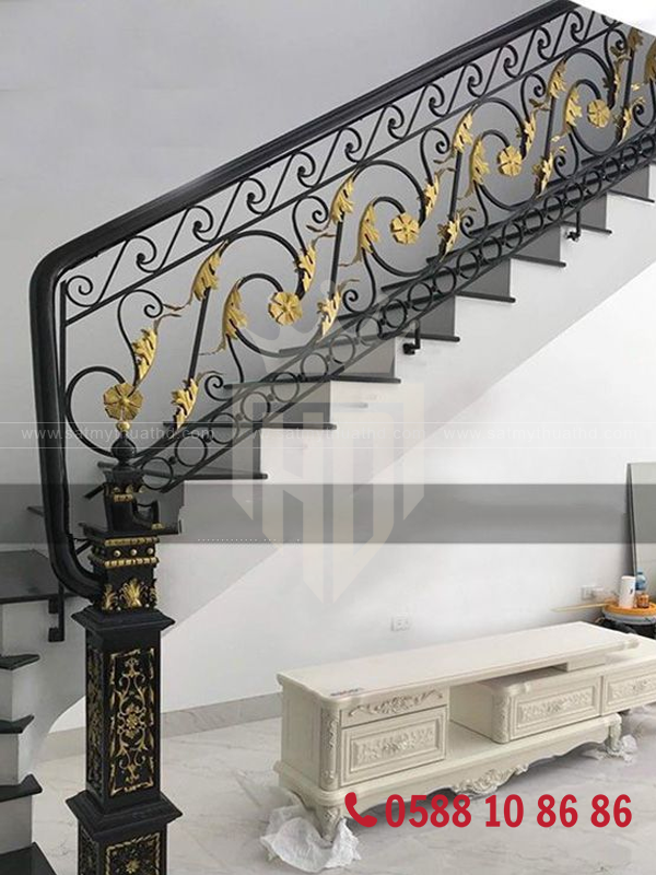 Cầu thang sắt nghệ thuật cao cấp, thiết kế sang trọng