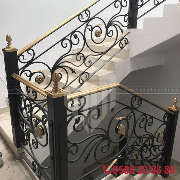Lan can cầu thang sắt mỹ thuật phong cách hiện đại