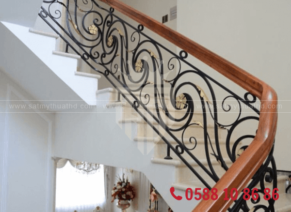 Cầu thang sắt mỹ thuật hiện đại tối giản phù hợp không gian nhỏ