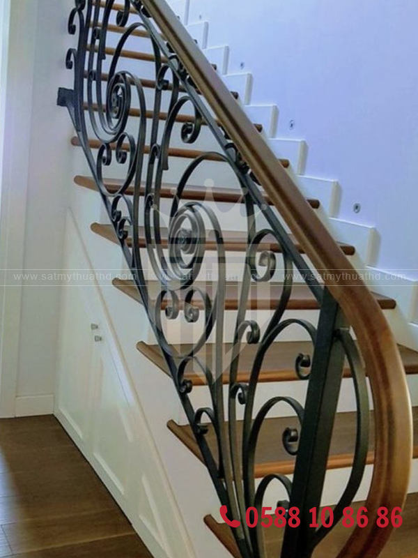 Cầu thang sắt nghệ thuật đẹp, thiết kế sang trọng hiện đại