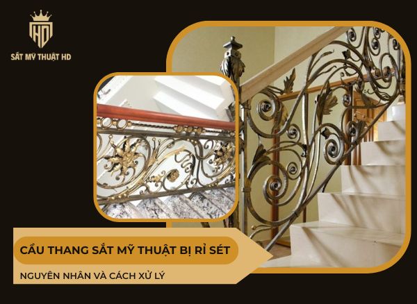 cầu thang sắt mỹ thuật bị rỉ sét