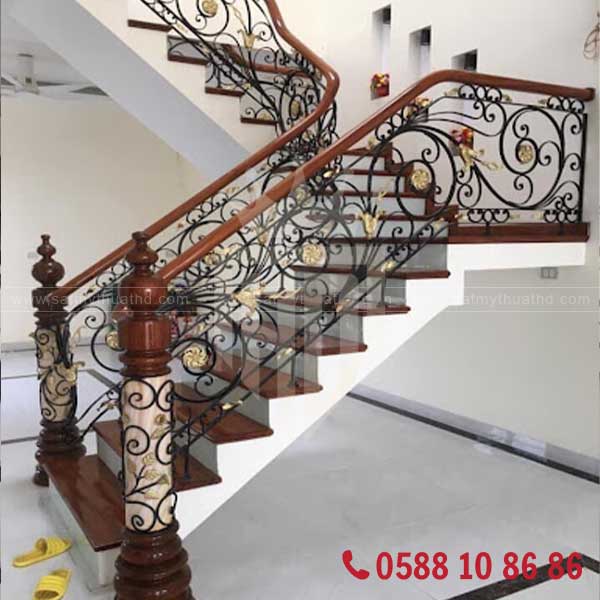 Cầu thang sắt mỹ thuật ít tiếng ồn