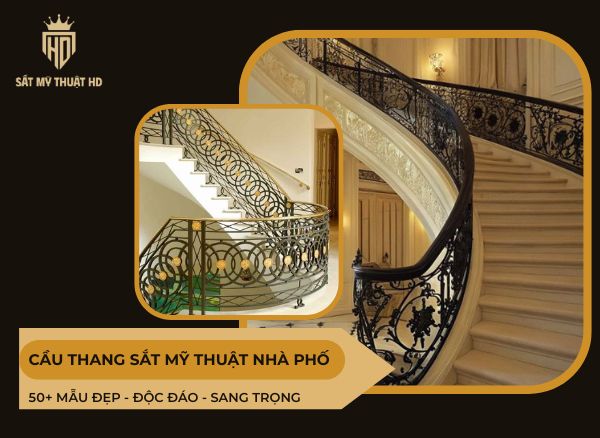 cầu thang sắt mỹ thuật nhà phố