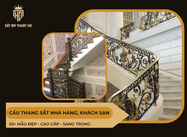 cầu thang sắt nhà hàng khách sạn