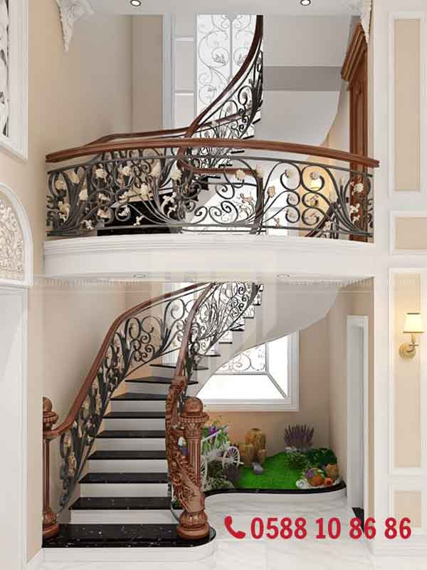 Cầu thang sắt nghệ thuật kiểu biệt thự