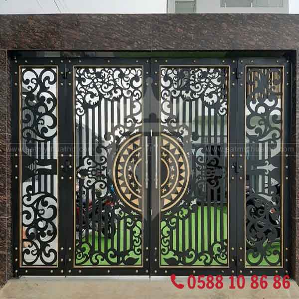 Cửa cổng CNC 4 cánh họa tiết hình học hiện đại