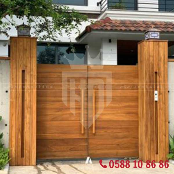 Cửa cổng gỗ hiện đại