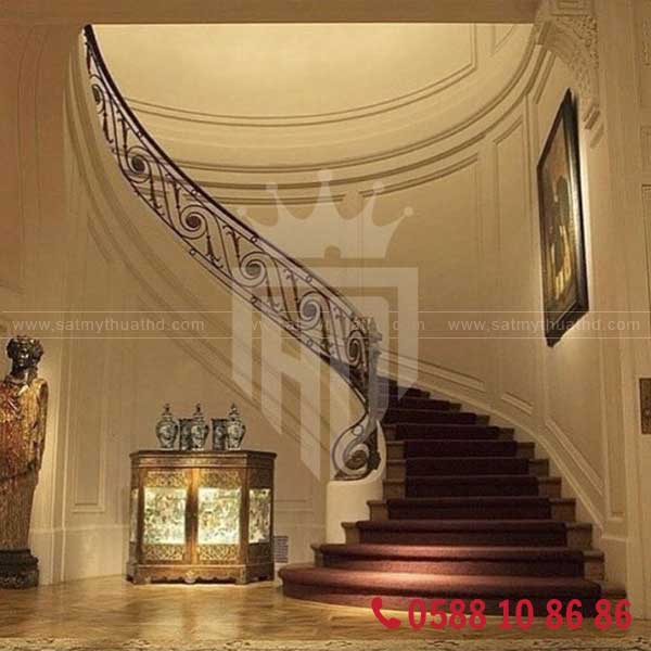 Hoa văn hiện đại trên lan can cầu thang sắt