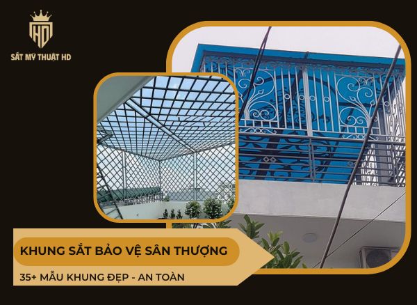 khung sắt bảo vệ sân thượng
