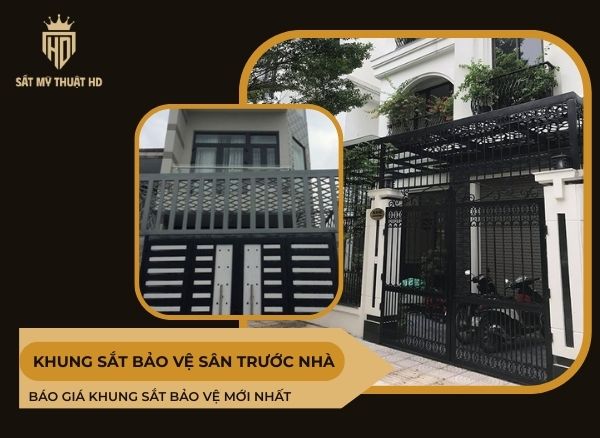 khung sắt bảo vệ sân trước nhà