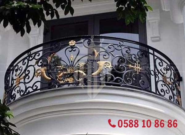 Lan can cầu thang sắt tròn chắc chắn