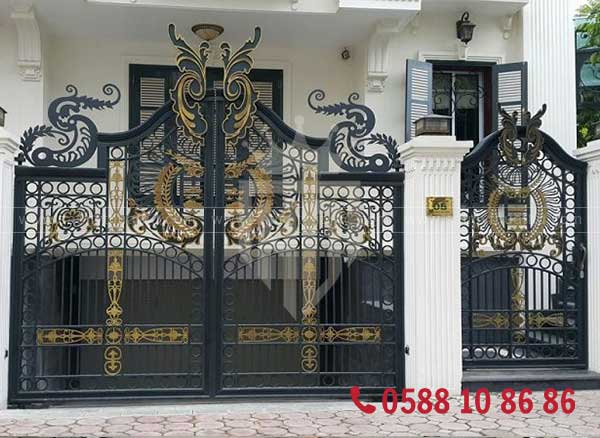 Cổng vòm 3 cửa kết hợp họa tiết CNC