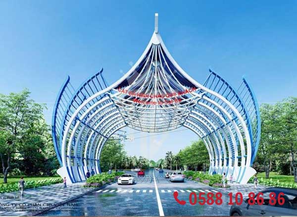 Cổng vòm chào bằng sắt cho khu du lịch