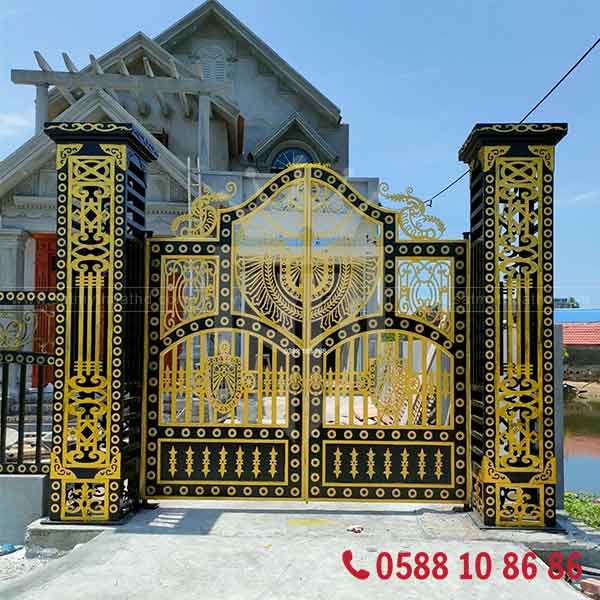 Cổng vòm sắt sơn màu đồng ánh kim