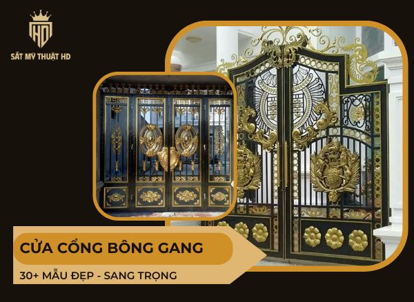cửa cổng bông gang