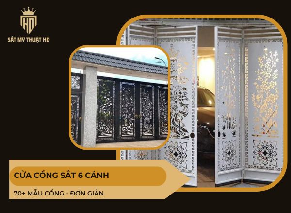 Cửa cổng sắt 6 cánh