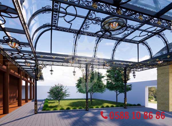 Mái vòm kính cường lực trong biệt thự