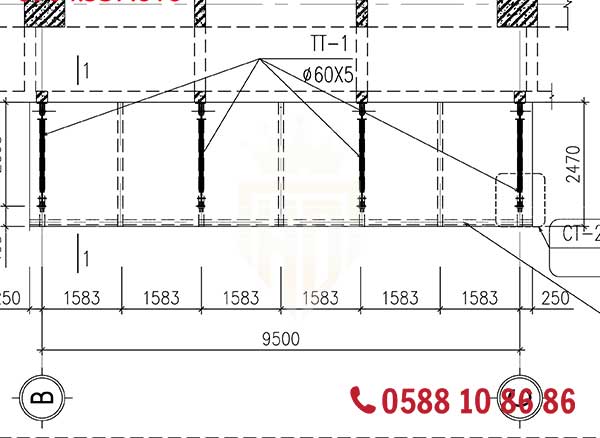Bản vẽ mái kính cường lực chi tiết cho biệt thự