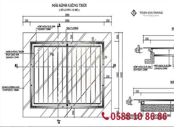 Bảng tiêu chuẩn độ dốc mái kính