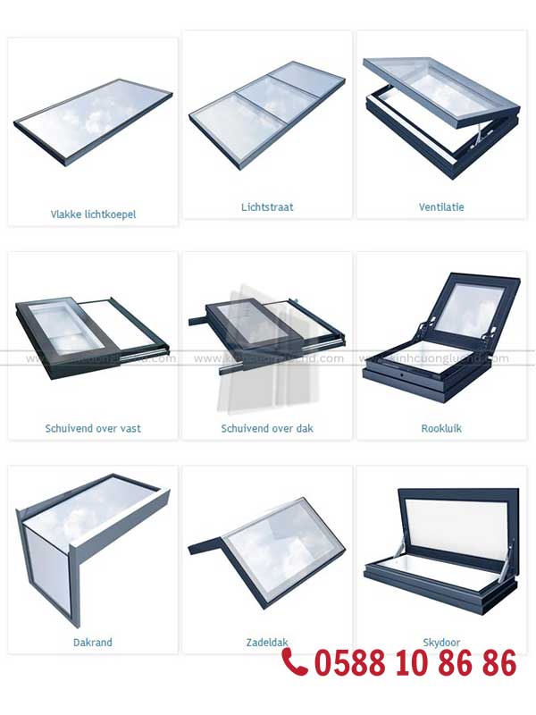 Cấu tạo mái kính giếng trời tự động