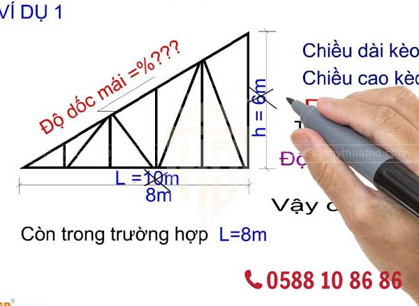 Công thức tính độ dốc mái kính