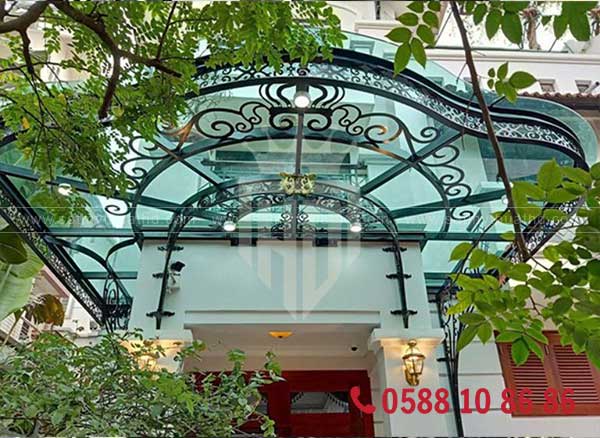 Dự án mái kính cường lực màu xanh đen tại Gia Lâm