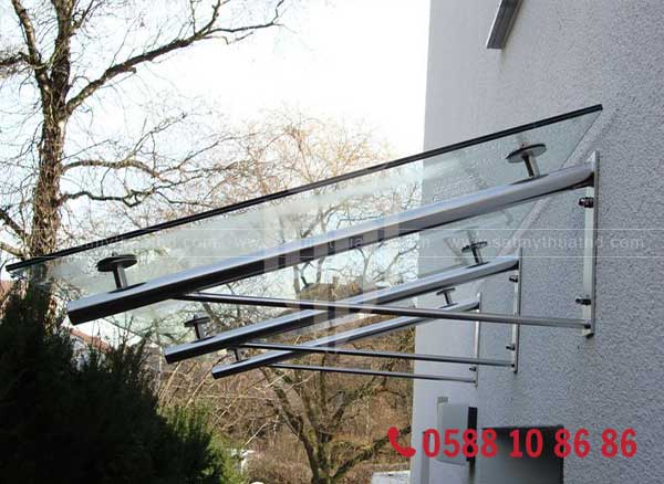  Mái che kính cường lực inox sân vườn