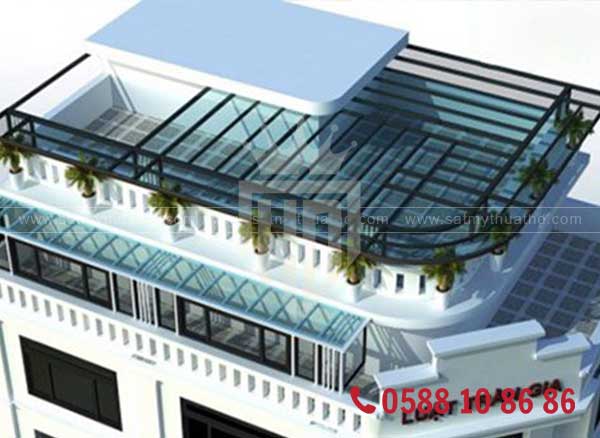 Dự án mái kính đơn giản tại biệt thự hiện đại