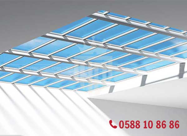 Mái kính khung thép giếng trời liền kề
