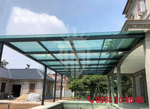  Mái kính khung thép hiện đại cho công trình nhà phố
