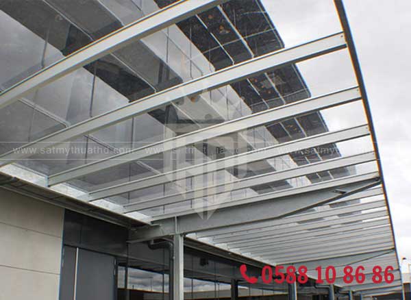 Mái kính thép I cho sảnh công trình lớn


