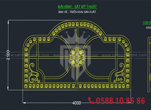 Mẫu bản vẽ mái vòm kính nghệ thuật