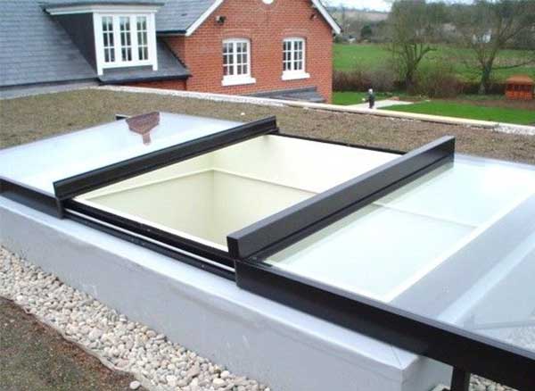 Thi công mái kính mở lùa Hà Nội