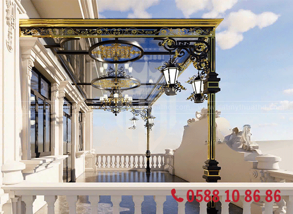 Mái kính cường lực phong cách hiện đại