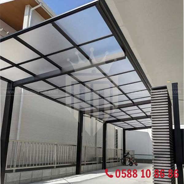 Mái kính cường lực khung nhôm xingfa

