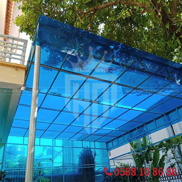 Mái sảnh kính cường lực cho toà nhà văn phòng

